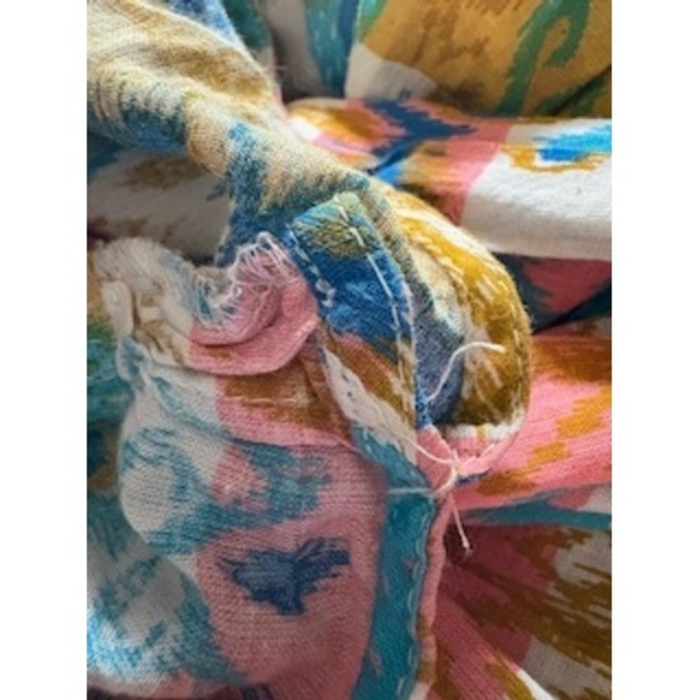 Sangria Maxi Dress S Multicolor Ikat Tiered Boho Tassel Cotton Summer Festival - Picture 8 of 8